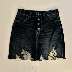 Hollister Juniors High Waisted Frayed Jean  Skirt Size 1